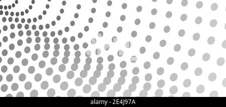 Black, gray dots on a white background. Halftone pattern. Monochrome spotted squiggly curves. Technology design. Vector abstract diagonal lines. EPS10 Stock Vector