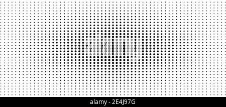 Symmetrical halftone pattern. Audio equalizer concept. Black spots, white background. Vector monochrome dotted lines. Black and white abstract design Stock Vector