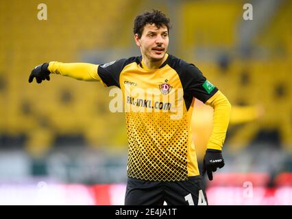 Dresden, Germany. 23rd Jan, 2021. Football: 3. league, SG Dynamo Dresden - 1. FC Kaiserslautern, 20. matchday, at Rudolf-Harbig-Stadion. Dynamo's Philipp Hosiner gestures. Credit: Robert Michael/dpa-Zentralbild/dpa/Alamy Live News Stock Photo