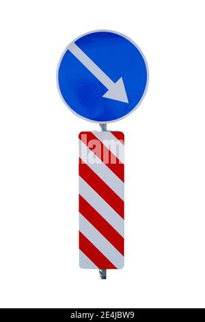 Arrow traffic sign isolated on white background Stock Photo