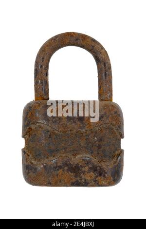 Padlock old isolated on a white background Stock Photo