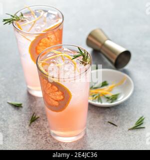 Cold and refreshing summer grapefruit cocktail Stock Photo