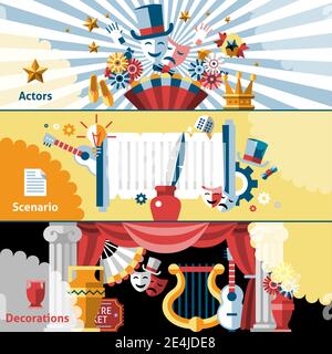 Theatre flat line banner set Stock Vector Image & Art - Alamy