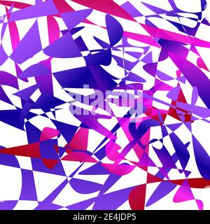 Mosaic background. Geometric dark blue, purple, red, pink shapes. Chaotic splinters, fragments. Abstract vector pattern. Multicolored design. EPS10 Stock Vector