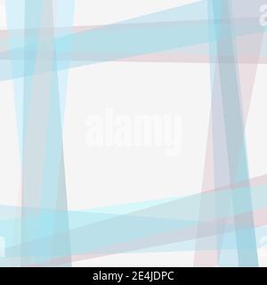 Pastel geometric background. Frame design, transparent blue, pink strips. Light copy space. Vector abstract template for poster, flyer, mockup. EPS10 Stock Vector