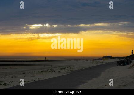 Sunset at the south coast of Borkum, East Frisian Island, East frisia, Lower Saxony, Germany, Europe Stock Photo