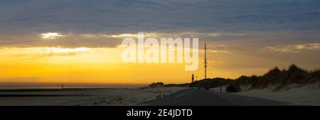 Sunset at the south coast of Borkum, East Frisian Island, East frisia, Lower Saxony, Germany, Europe Stock Photo