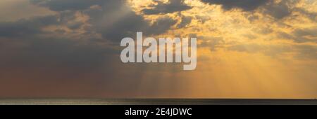 Dramatic sky over the North sea, Borkum, East Frisian Island, East frisia, Lower Saxony, Germany, Europe Stock Photo