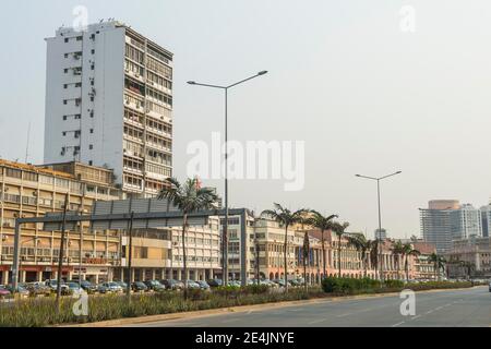 Overlook over the new Marginal promenade (Avenida 4 de Fevereiro), Luanda, Angola Stock Photo