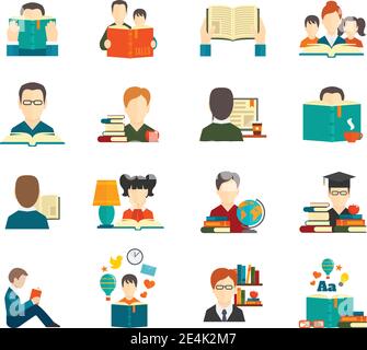 User guide book icons set. Outline set of user guide book vector icons ...