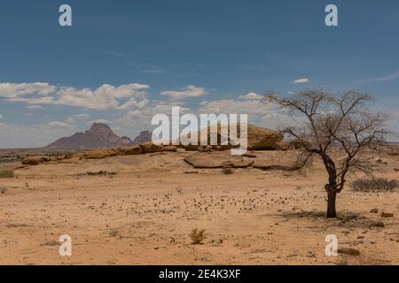 Panorama photo of the Spitzkoppe in the Erongo Mountains, Namibia Stock Photo