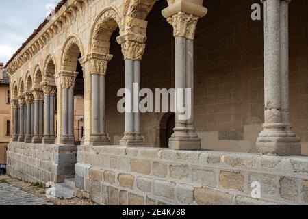 Atrium in the church of San Martin. Romanesque architecture in Segovia. Spain. Stock Photo