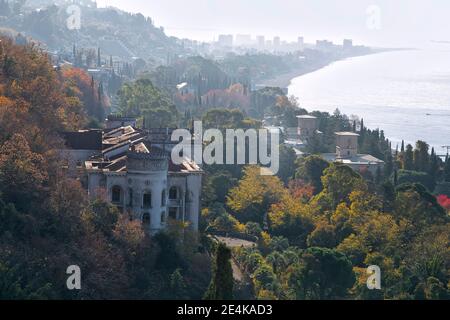 Georgia, Abkhazia, Gagra, Coastal town in autumn Stock Photo