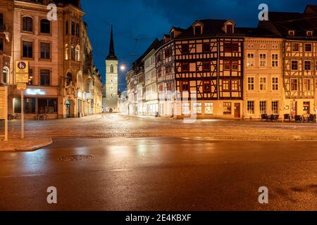 Germany, Erfurt, Domplatz at night Stock Photo