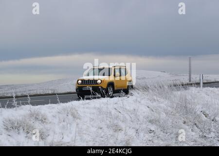 Traffic on the A628 near Dunford Bridge in South Yorkshire. Picture date: Sunday January 24, 2021. Stock Photo