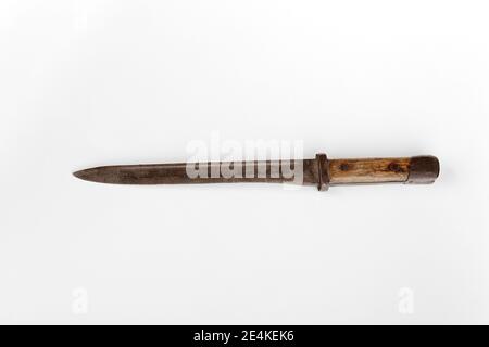 Old military bayonet weapon  isolated on white background Stock Photo