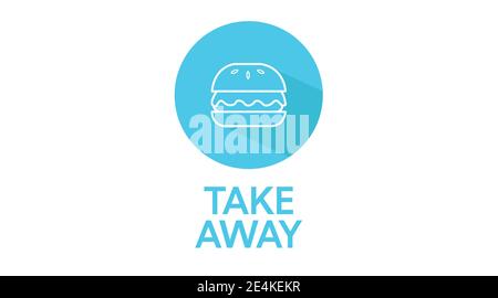 Vector Isolated Black and White Take Away Icon with a Burger Stock Vector