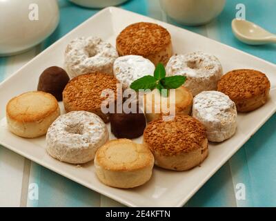 Mantecados. Typical dessert for Christmas in Spain. Stock Photo