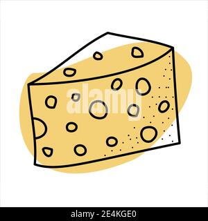 Cheese doodle icon for web and kitchen decor Stock Vector