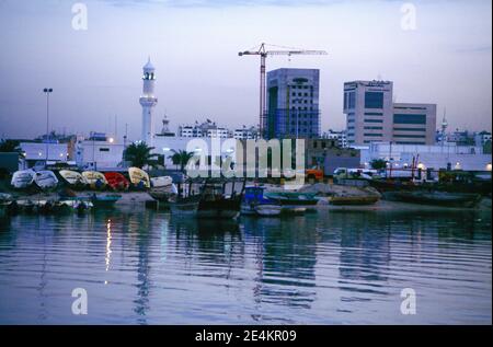 Kuwait City Kuwait Fishing Harbour at Dusk Stock Photo