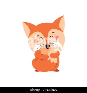 A fox. Orange fox. Fox can use a logo or badge. Vector illustration on white isolated background. Stock Vector