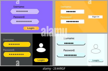 Login form page interface design, page or mobile applications, sign in web element. Stock Vector