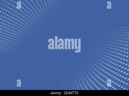 Abstract blue halftone dots pattern distortion perspective background and texture. Vector illustration Stock Vector