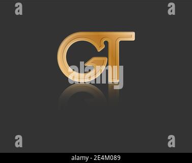 Gold stylized lowercase letters T and P with reflection connected by a ...