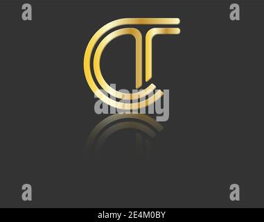 Gold stylized lowercase letters T and C with reflection connected by a ...
