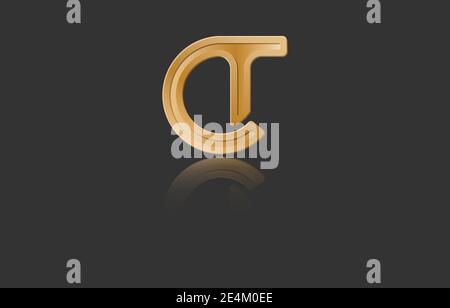 Gold stylized lowercase letters T and K with reflection connected by a ...