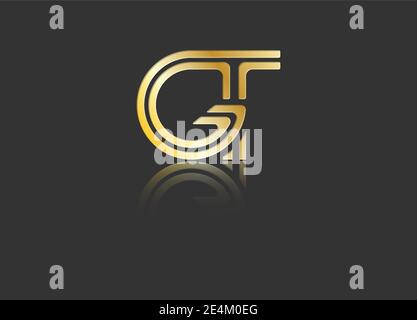 Gold stylized lowercase letters G and T with reflection connected by a ...
