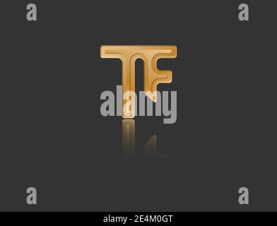 Gold stylized lowercase letters T and D with reflection connected by a ...