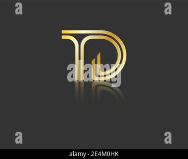 Gold stylized lowercase letters T and D with reflection connected by a ...