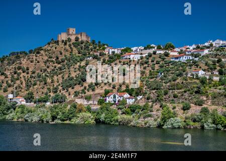 Castelo de Belver, medieval castle over Tagus River (Rio Tejo), town of Belver, Alentejo region, Portugal Stock Photo