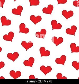Red heart romantic seamless pattern. Stock Vector