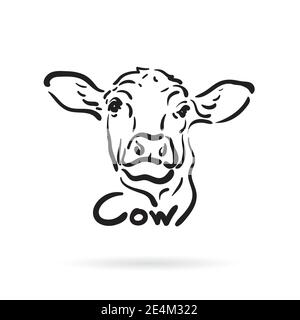 Vector of hand drawn cow on white background. Farm Animal. Stock Vector