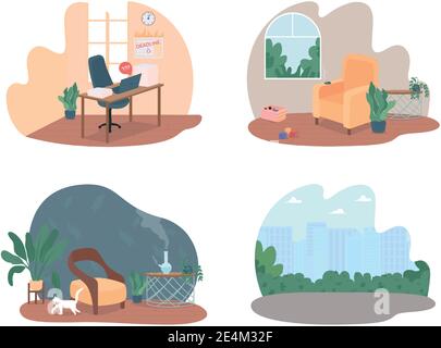 Unhealthy habits 2D vector web banner, poster set Stock Vector