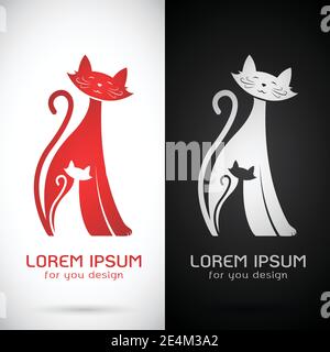 Vector of cat design on white background and red background, Logo, Symbol. Easy editable layered vector illustration. Animals. Pet. Stock Vector