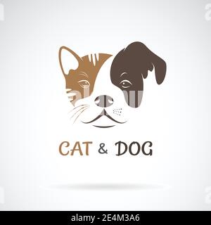 Vector of cat face and dog face design on a white background. Pets. Animal. Easy editable layered vector illustration. Stock Vector