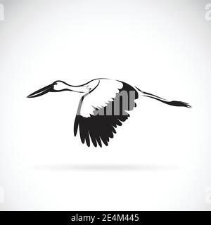 Vector of stork flying on white background. Stork Icon. Bird Design. Easy editable layered vector illustration. Stock Vector