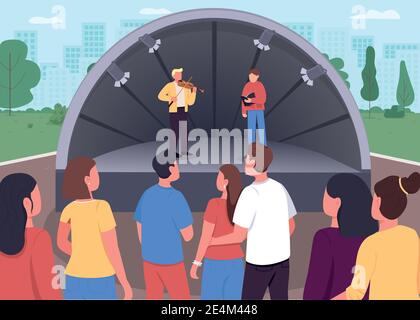 Live music concert flat color vector illustration Stock Vector