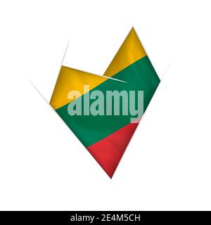 Sketched crooked heart with flag of Lithuania Stock Vector