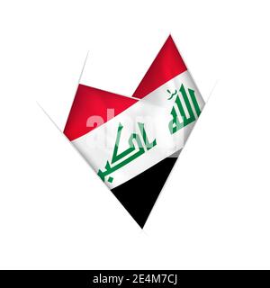 Sketched crooked heart with flag of Iraq Stock Vector