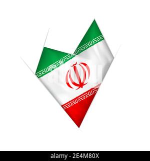 Sketched crooked heart with flag of Iran Stock Vector