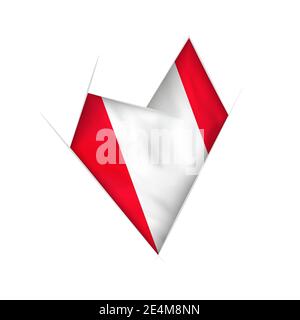 Sketched crooked heart with flag of Peru Stock Vector