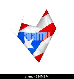Sketched crooked heart with flag of Puerto Rico Stock Vector