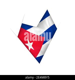 Sketched crooked heart with flag of Cuba Stock Vector
