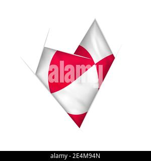 Sketched crooked heart with flag of Greenland Stock Vector