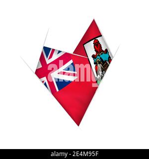 Sketched crooked heart with flag of Bermuda Stock Vector