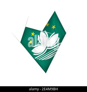 Sketched crooked heart with flag of Macau Stock Vector